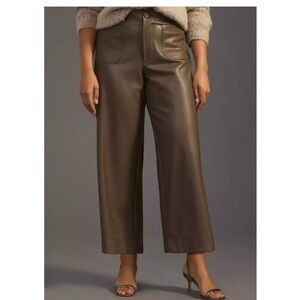 ANTHROPOLOGY- The MAVE Collette faux leather pants in Olive green. size 26